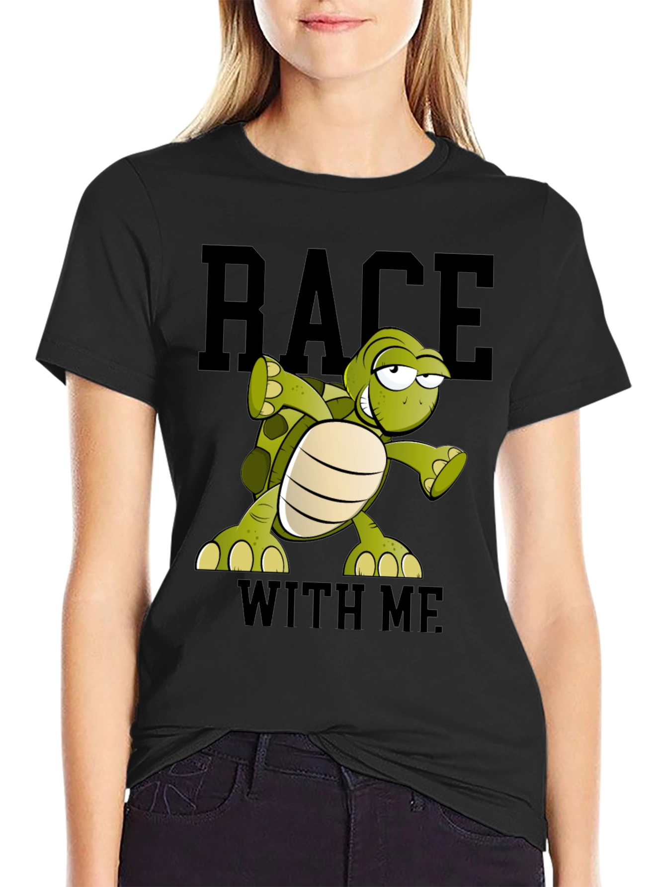 Funny Turtle Race T-Shirt - Black