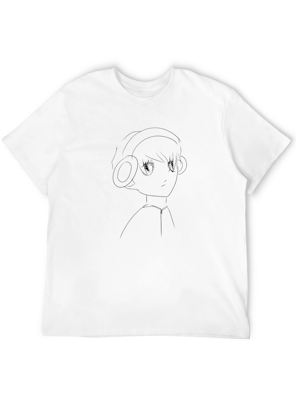 Anime Headphone Graphic Black T-Shirt