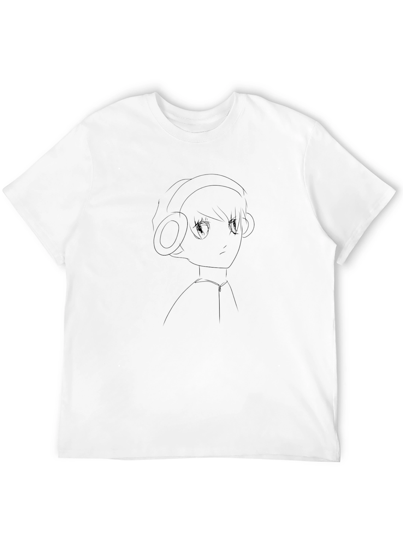 Anime Headphone Graphic Black T-Shirt