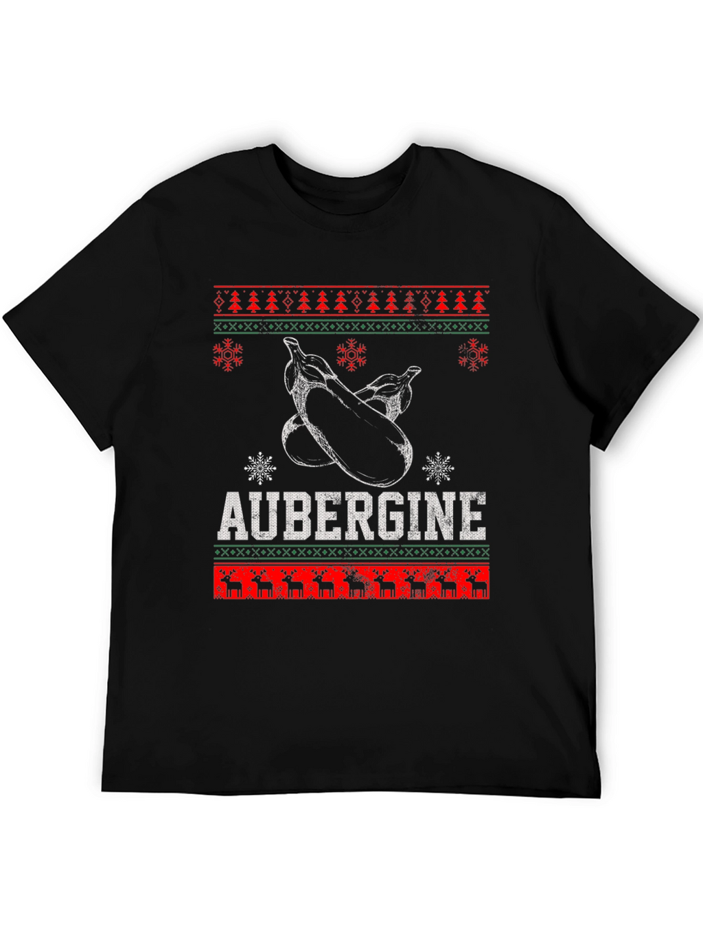 Aubergine Funny Christmas T-Shirt - Ugly Sweater Style