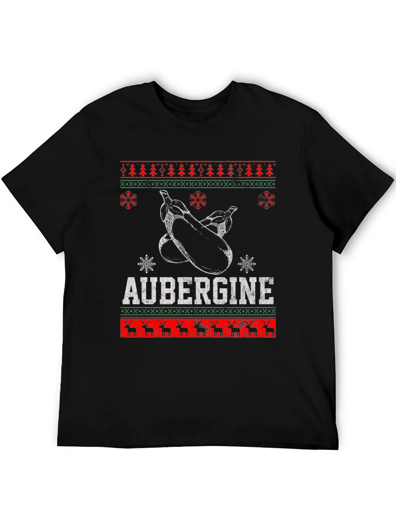 Aubergine Funny Christmas T-Shirt - Ugly Sweater Style