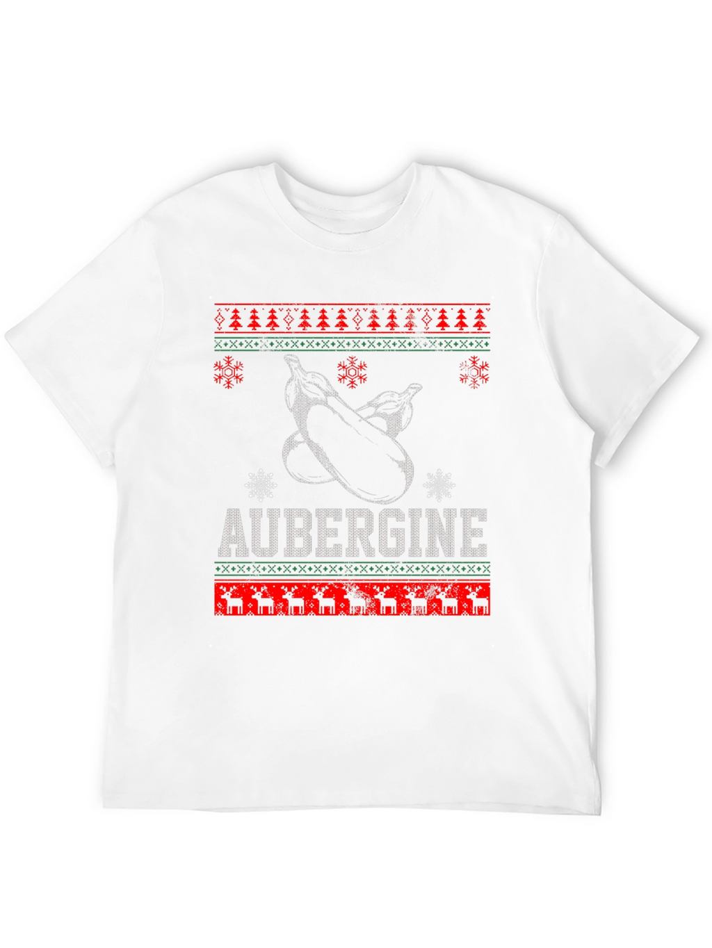 Aubergine Funny Christmas T-Shirt - Ugly Sweater Style