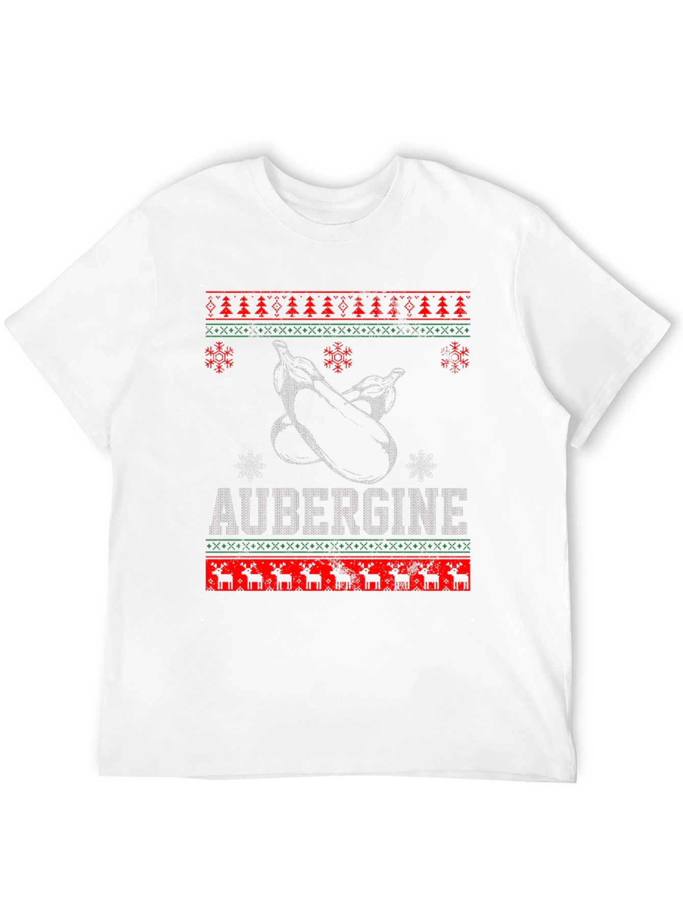 Aubergine Funny Christmas T-Shirt - Ugly Sweater Style
