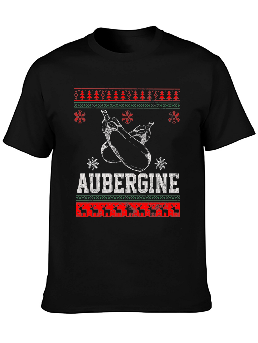 Aubergine Funny Christmas T-Shirt - Ugly Sweater Style