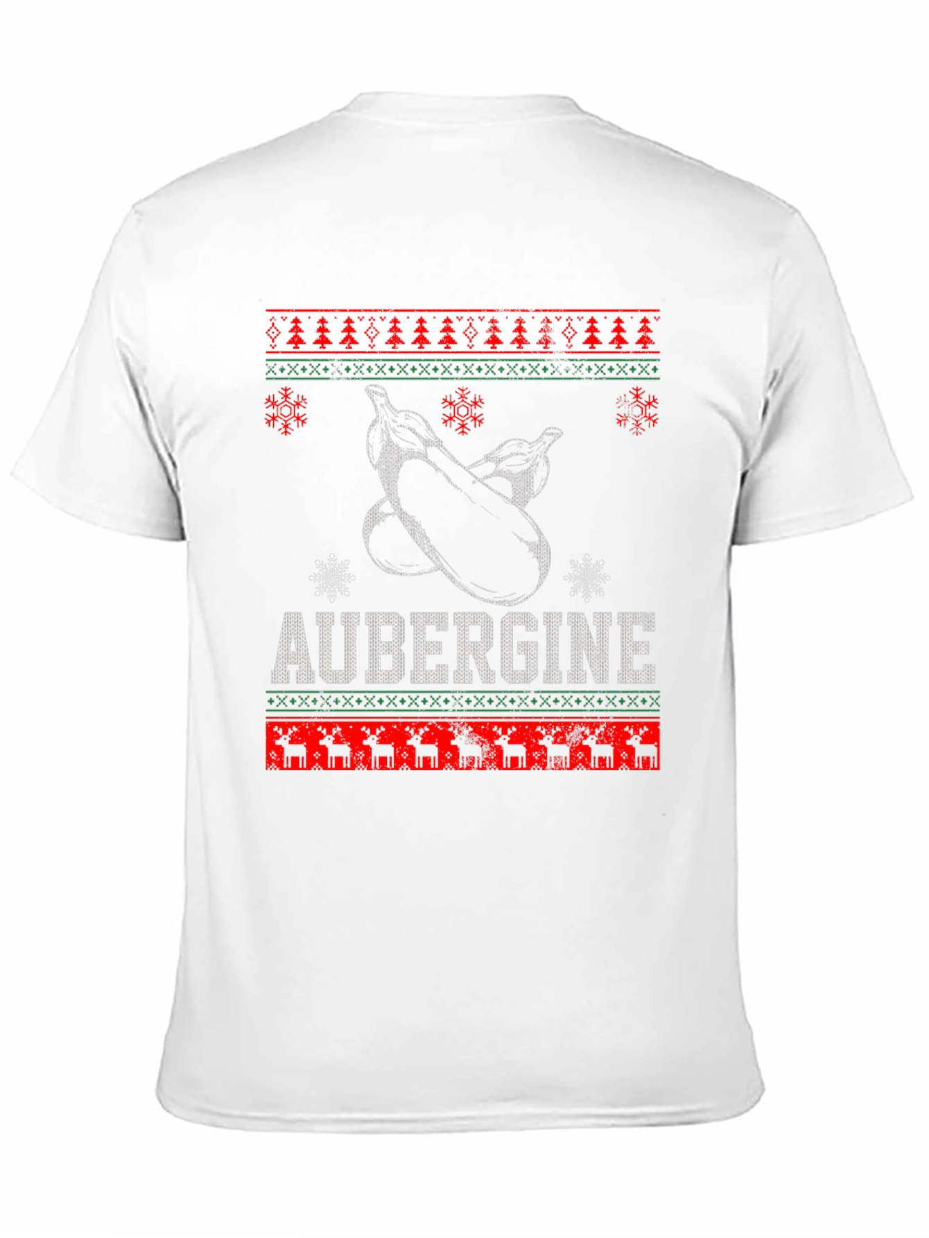 Aubergine Funny Christmas T-Shirt - Ugly Sweater Style