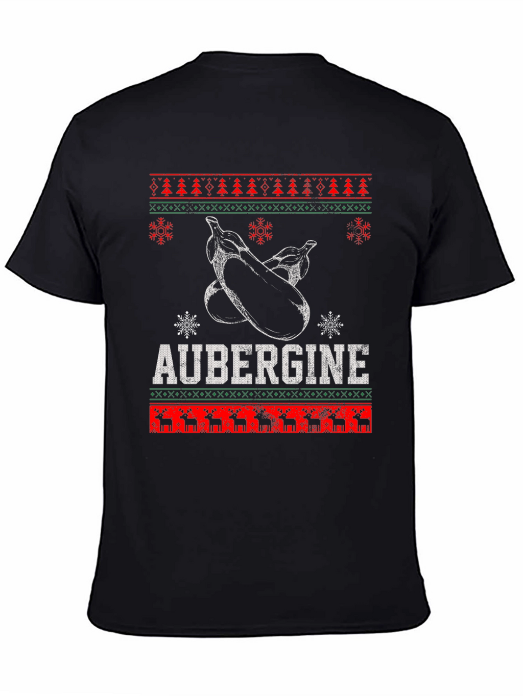 Aubergine Funny Christmas T-Shirt - Ugly Sweater Style