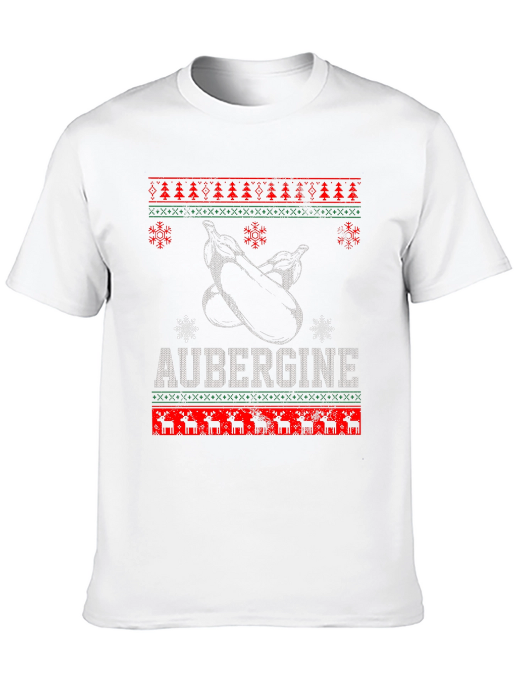 Aubergine Funny Christmas T-Shirt - Ugly Sweater Style