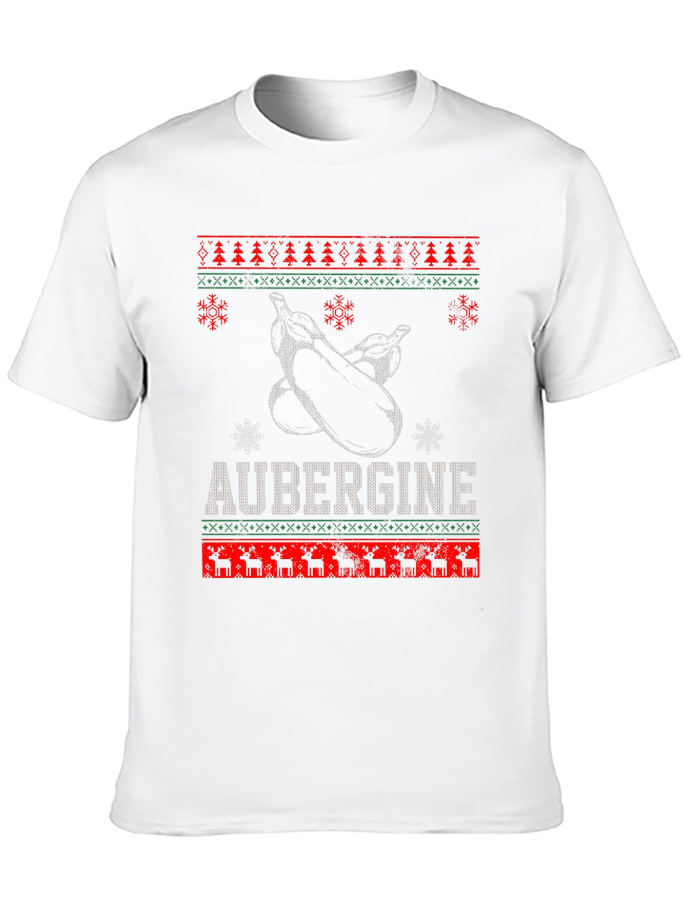 Aubergine Funny Christmas T-Shirt - Ugly Sweater Style