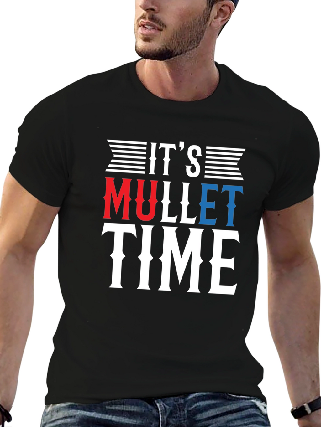Its Mullet Time Black T-Shirt