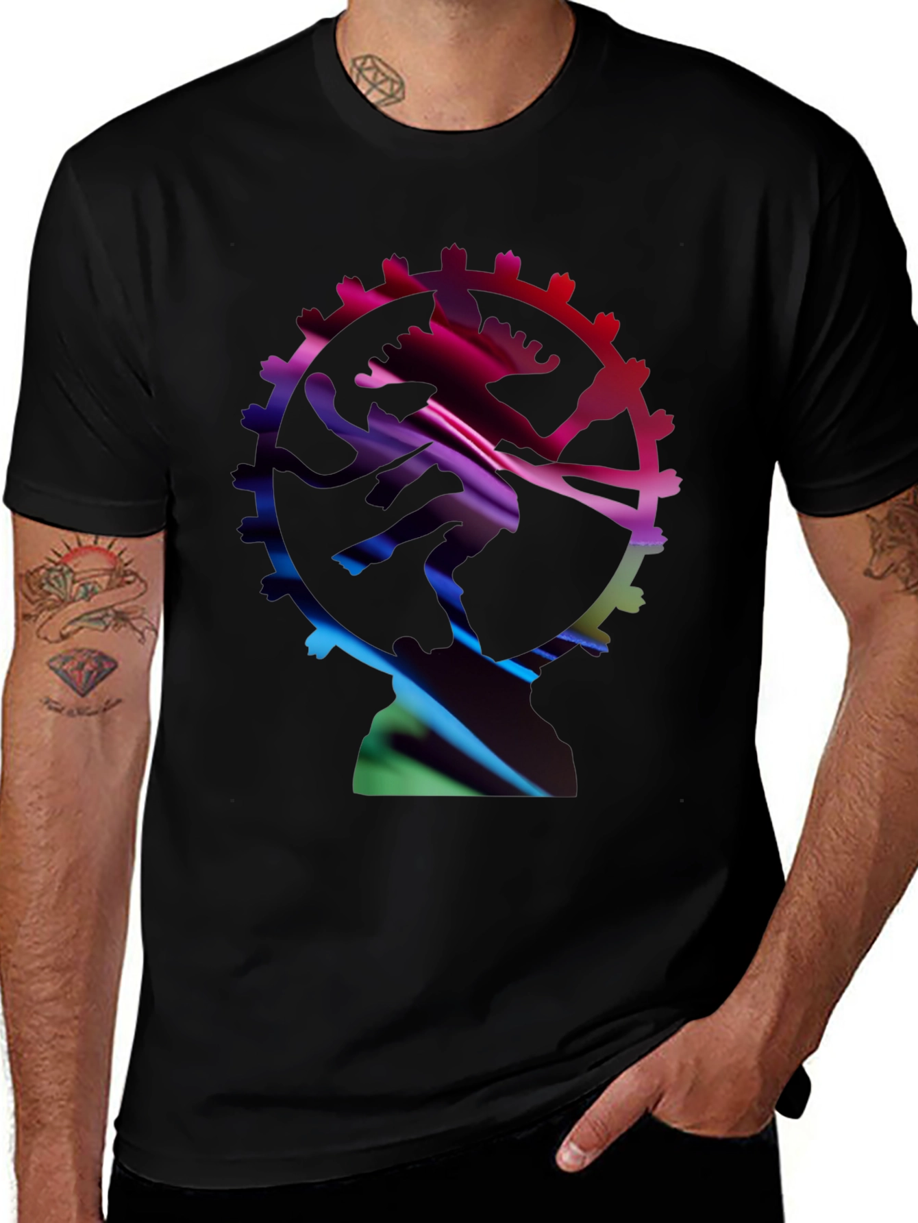 Abstract Shiva Graphic Black T-Shirt