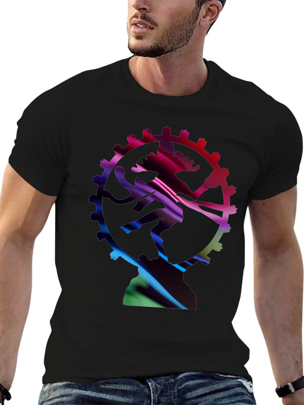 Abstract Shiva Graphic Black T-Shirt