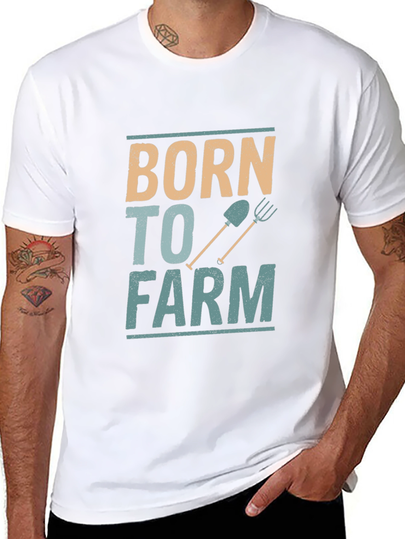 Born to Farm Black Cotton Graphic Tee