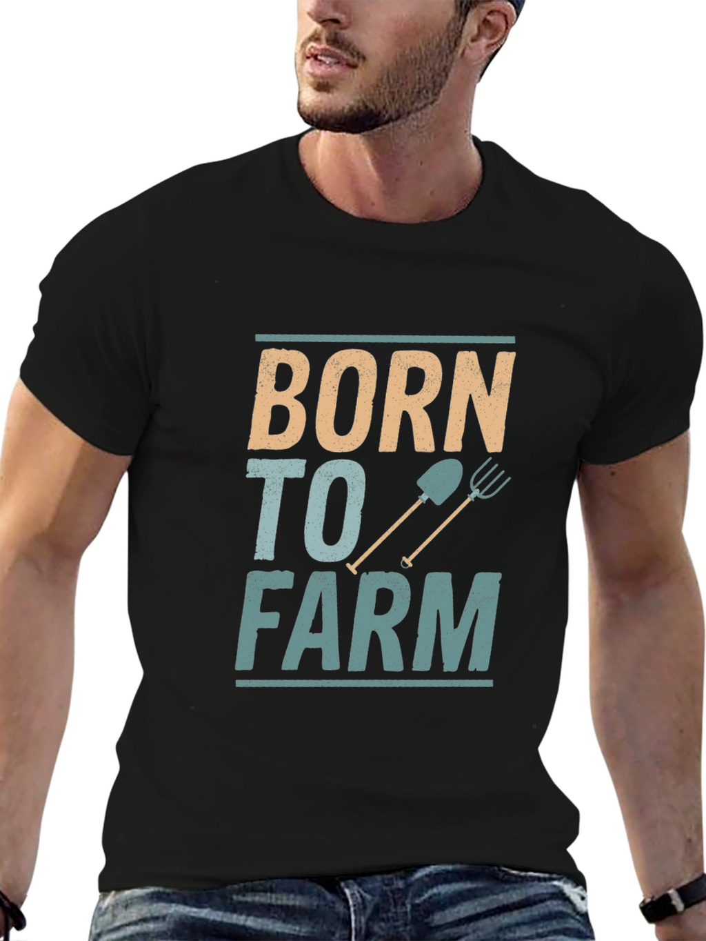 Born to Farm Black Cotton Graphic Tee