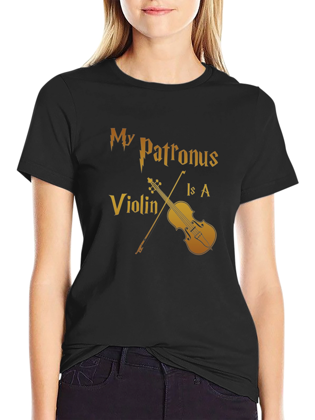 My Patronus Is A Violin Black T-Shirt
