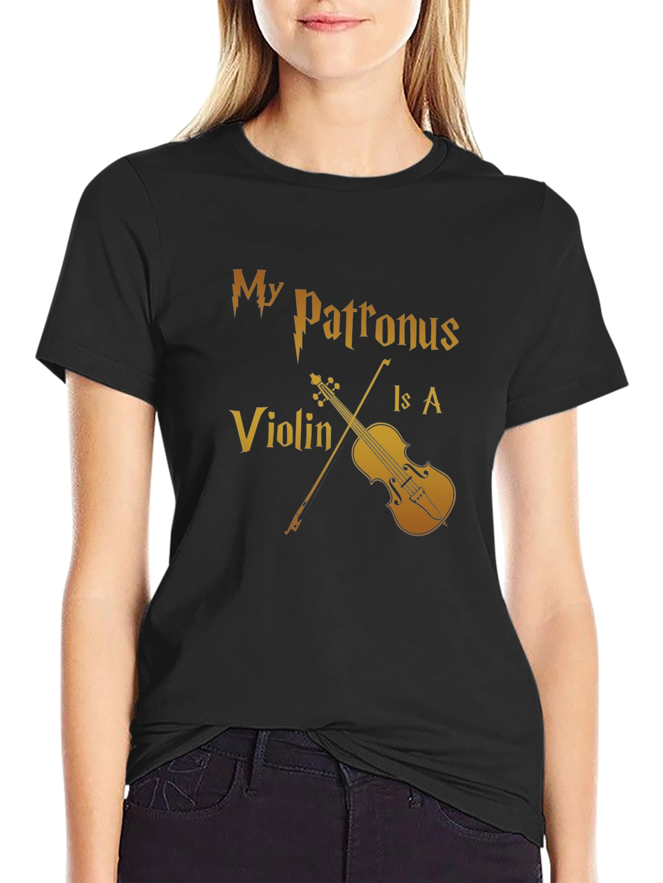 My Patronus Is A Violin Black T-Shirt