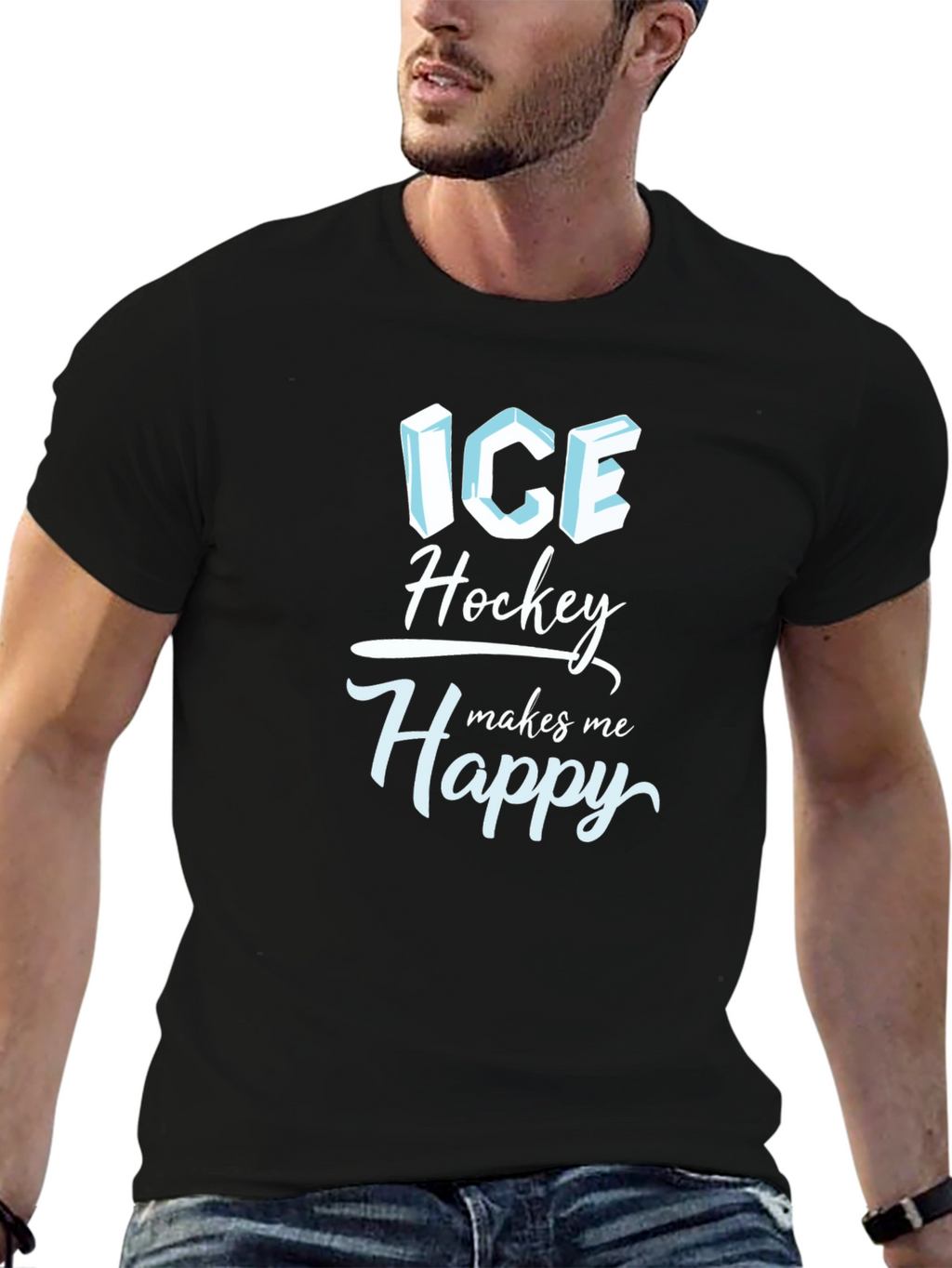 Ice Hockey Makes Me Happy T-Shirt