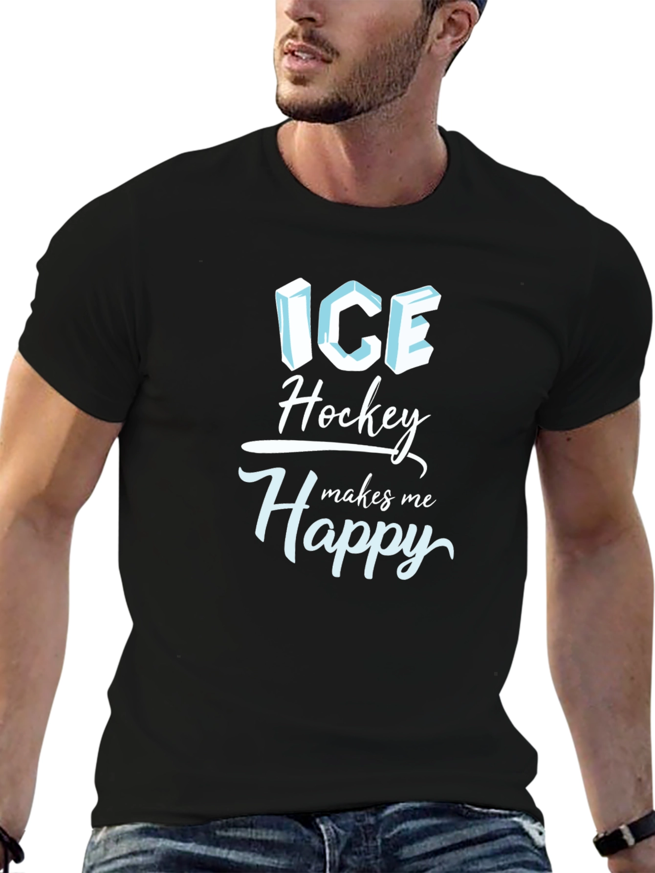 Ice Hockey Makes Me Happy T-Shirt