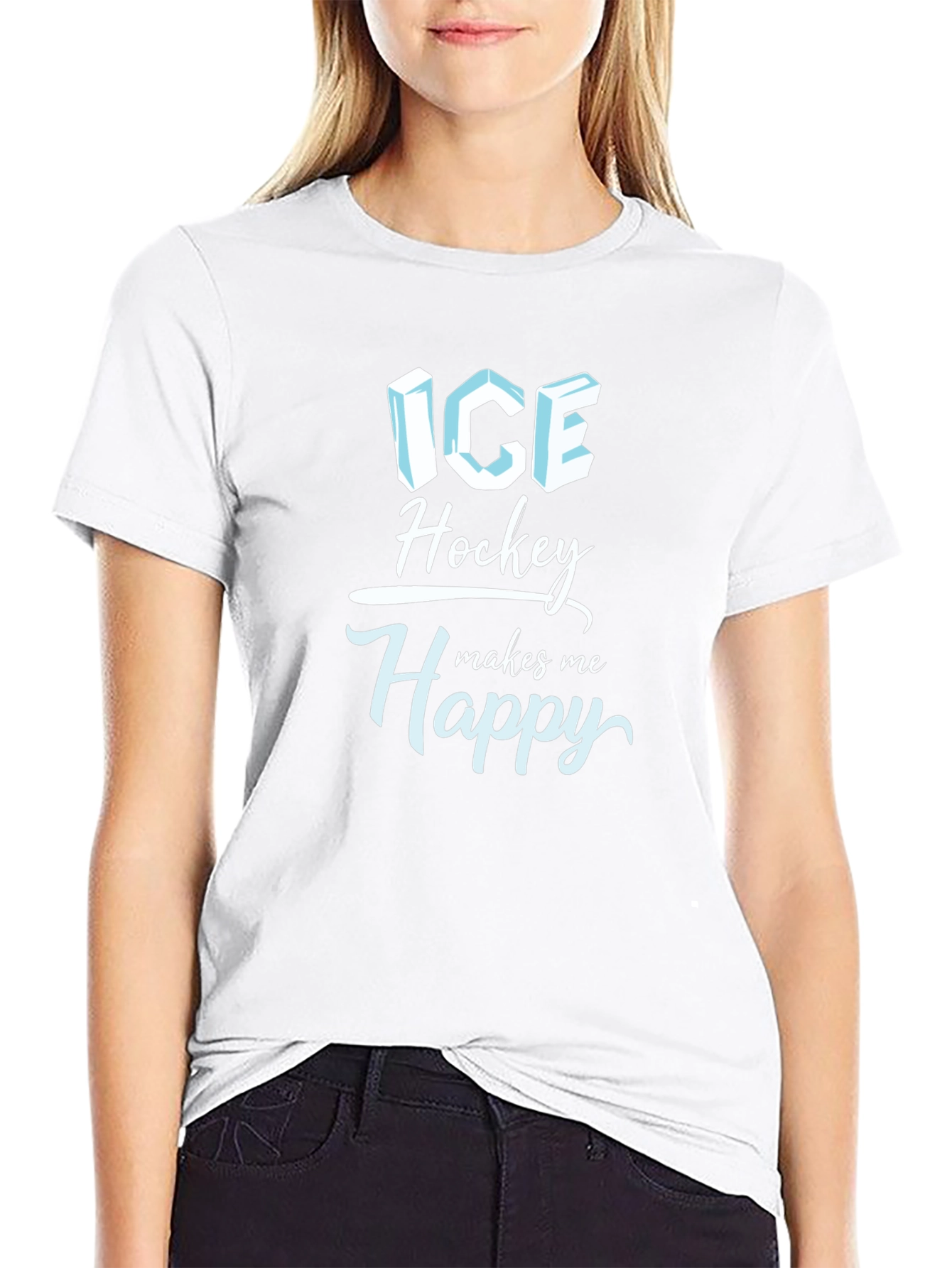 Ice Hockey Makes Me Happy T-Shirt