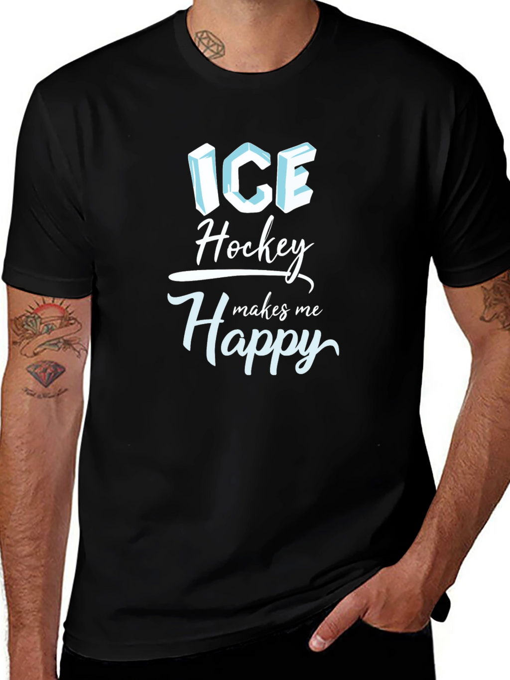 Ice Hockey Makes Me Happy T-Shirt