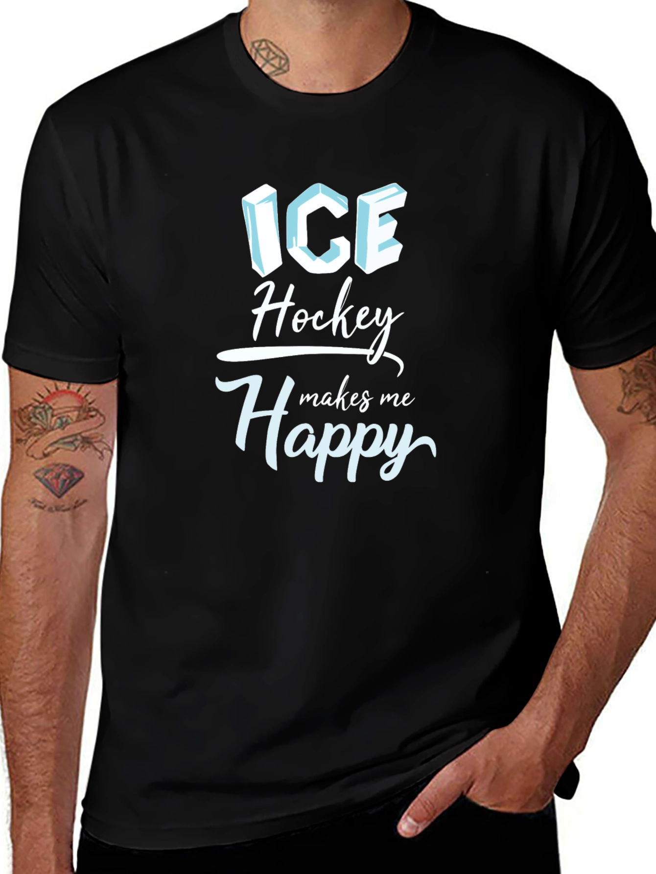 Ice Hockey Makes Me Happy T-Shirt