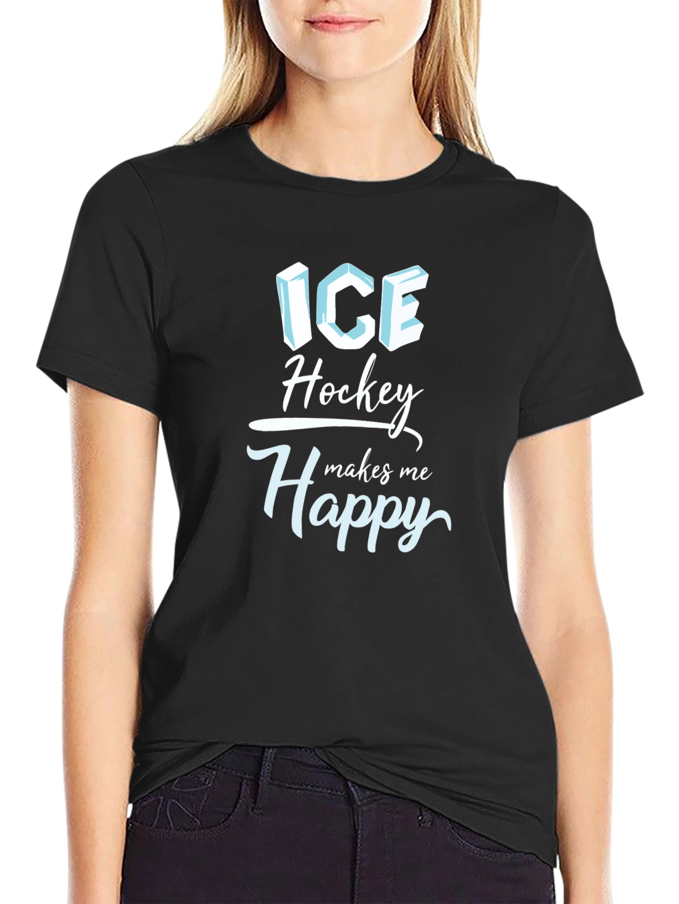 Ice Hockey Makes Me Happy T-Shirt