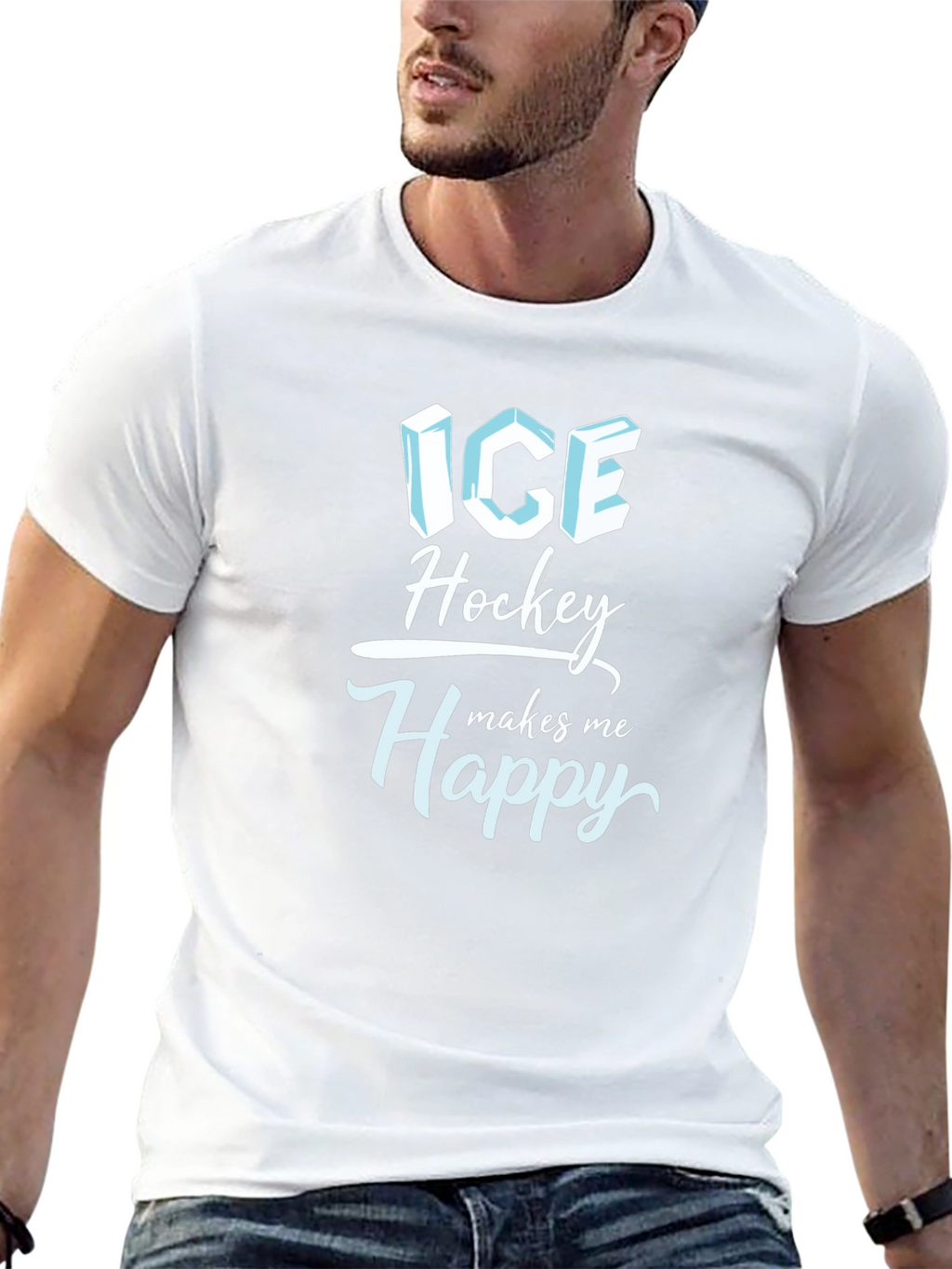 Ice Hockey Makes Me Happy T-Shirt