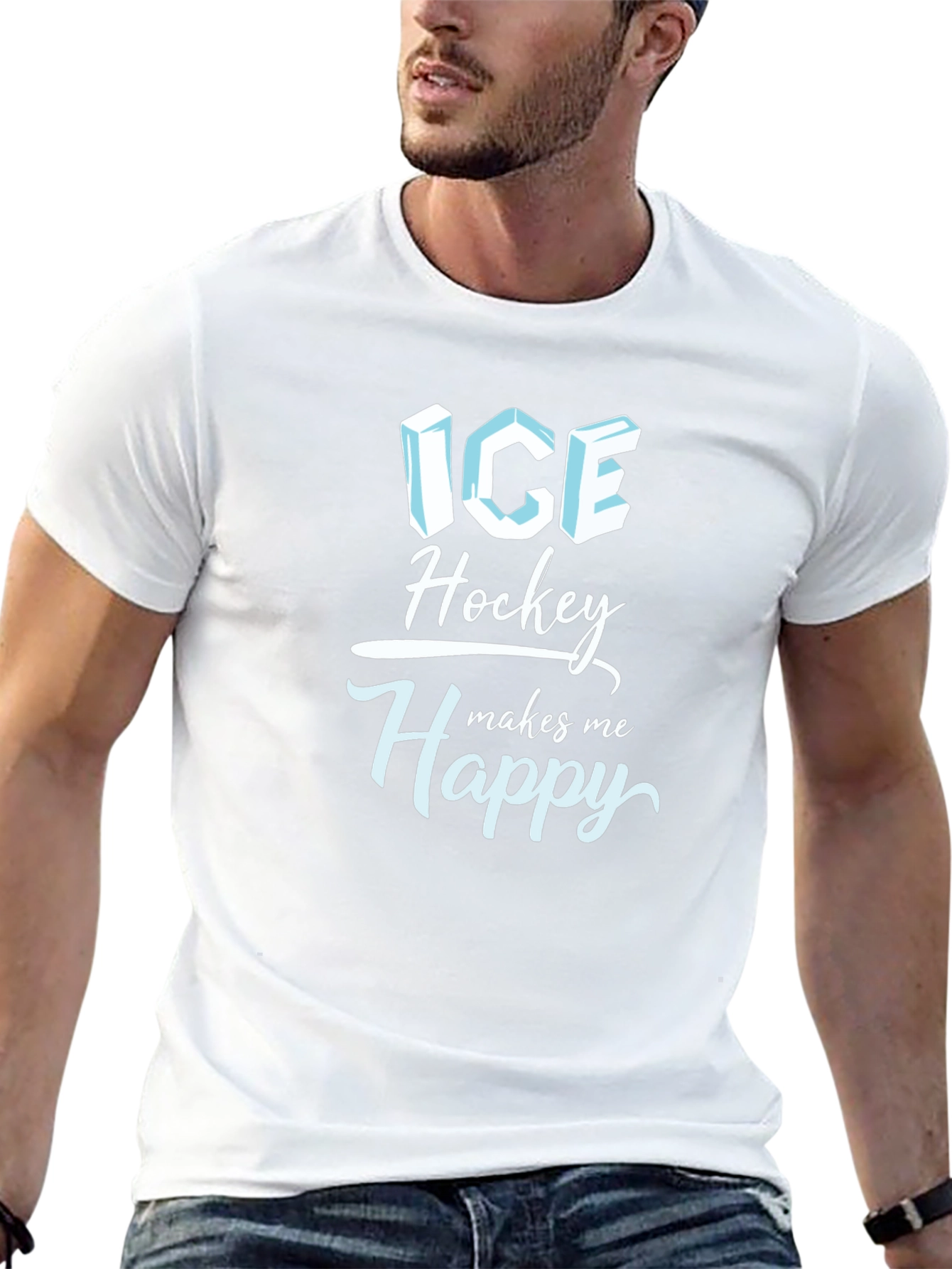 Ice Hockey Makes Me Happy T-Shirt