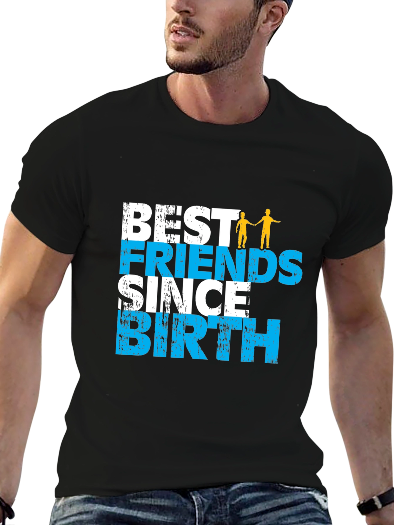 Best Friends Since Birth Graphic Tee - Black