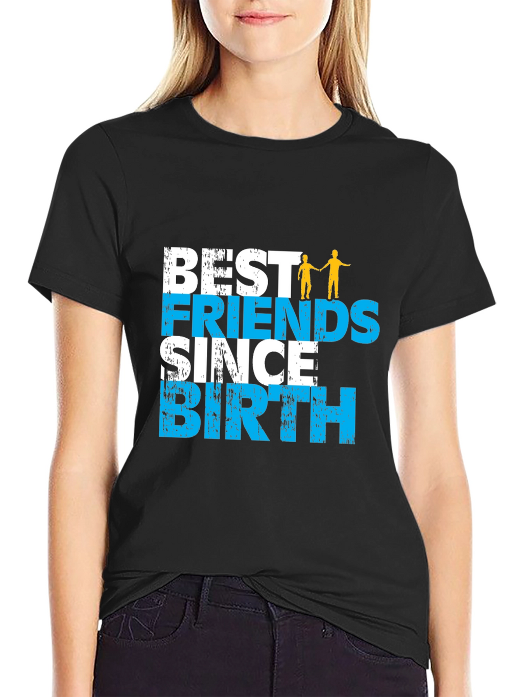 Best Friends Since Birth Graphic Tee - Black