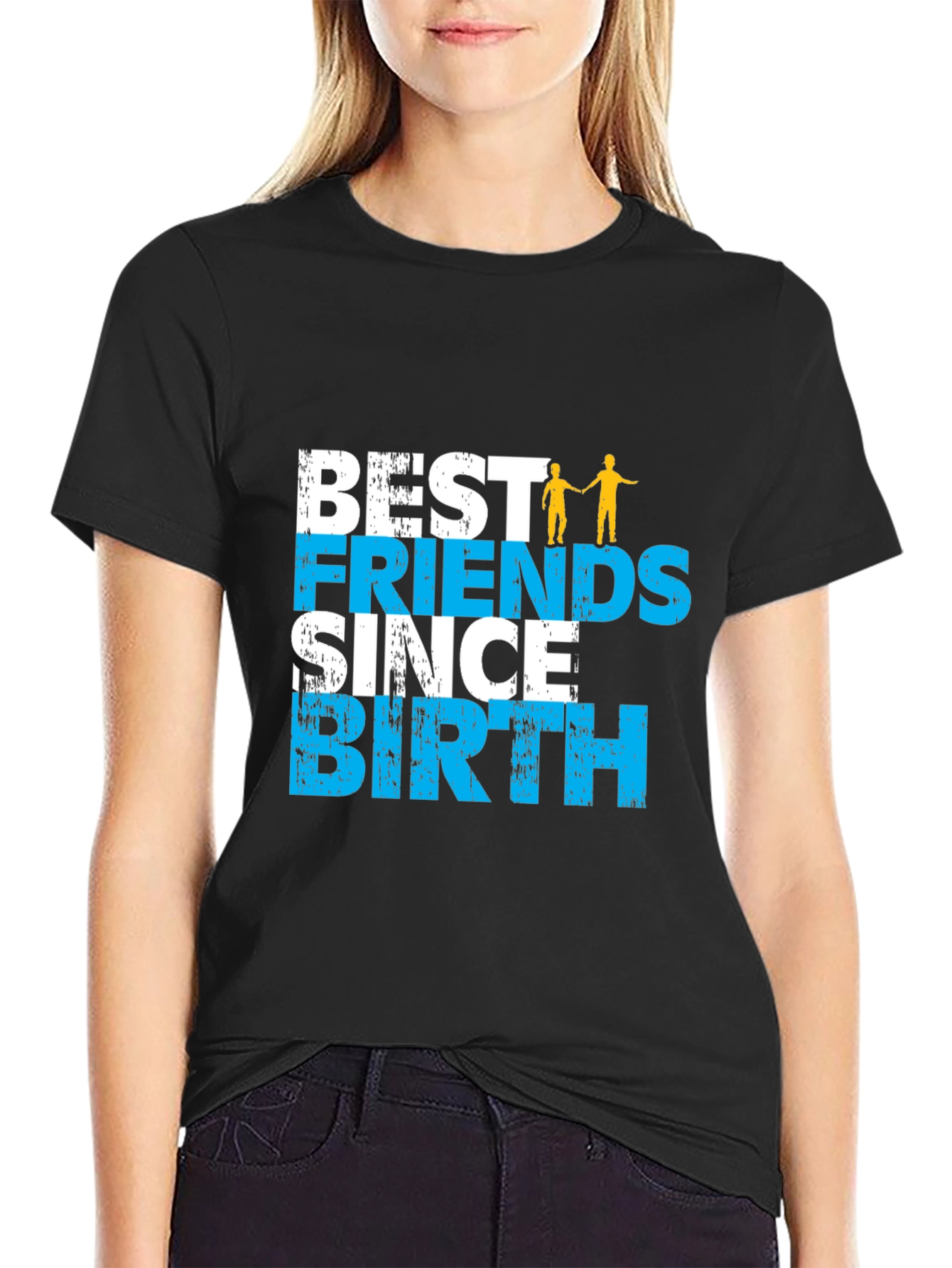 Best Friends Since Birth Graphic Tee - Black