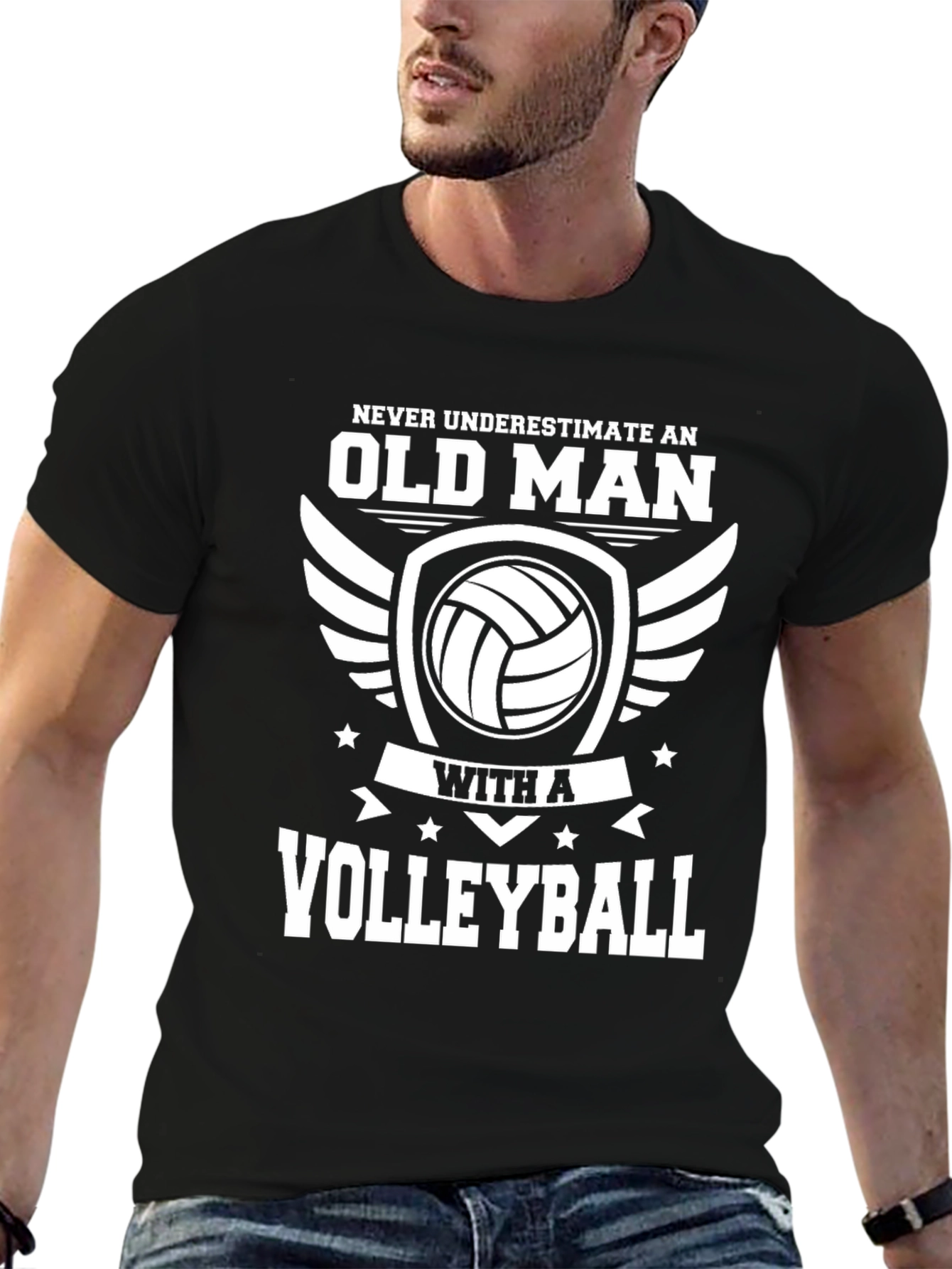 Old Man Volleyball Graphic T-Shirt