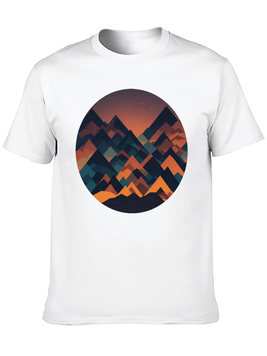 Geometric Mountainscape Graphic Tee - Black