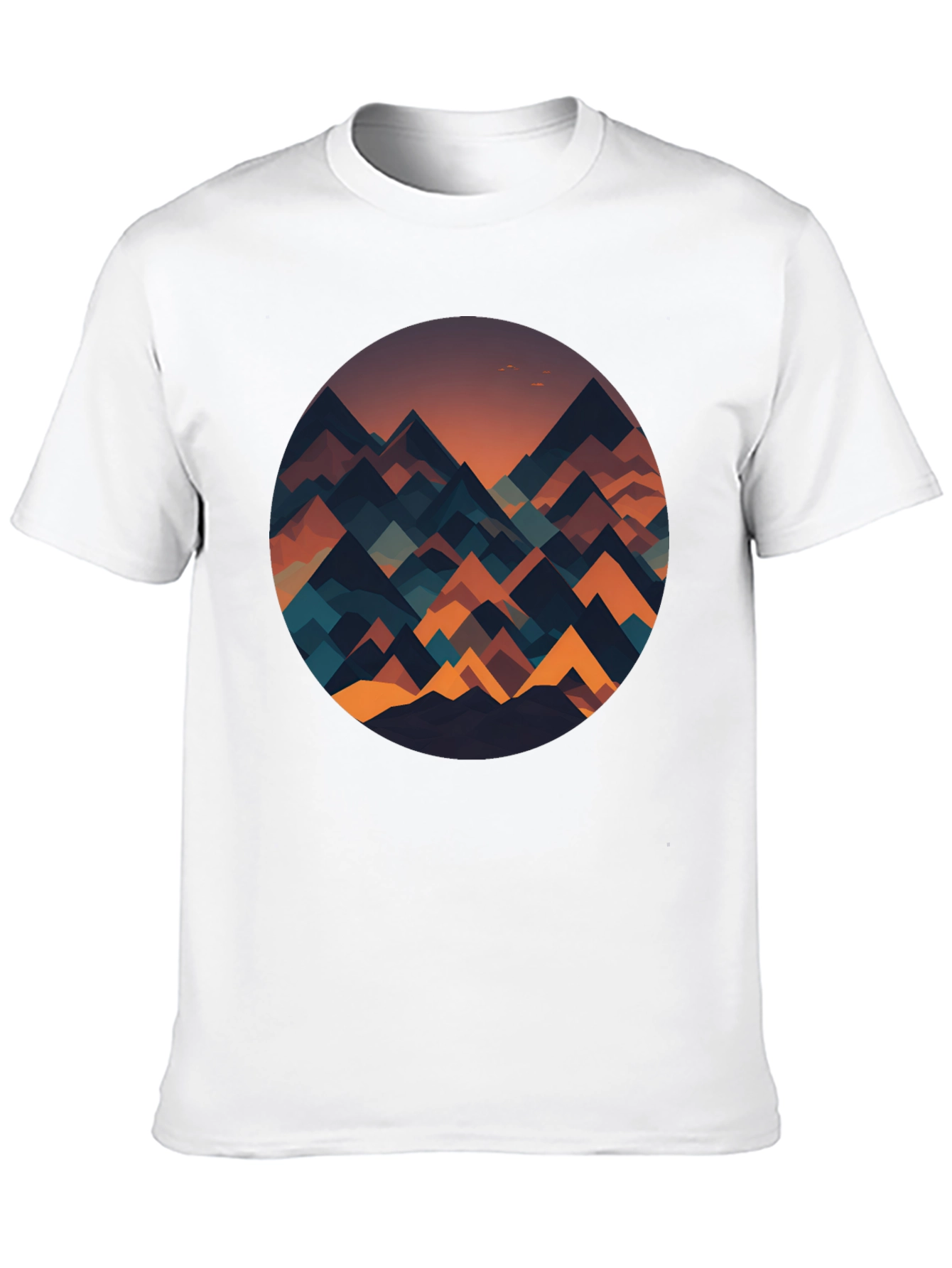 Geometric Mountainscape Graphic Tee - Black