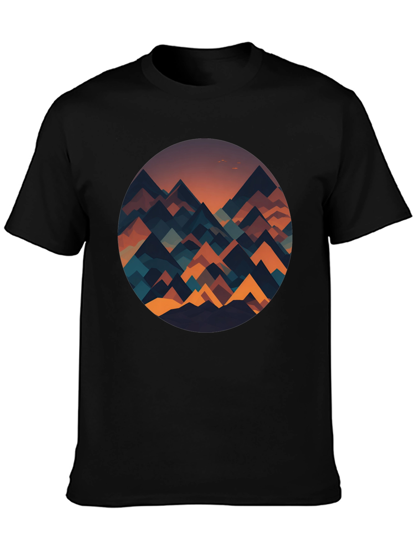 Geometric Mountainscape Graphic Tee - Black
