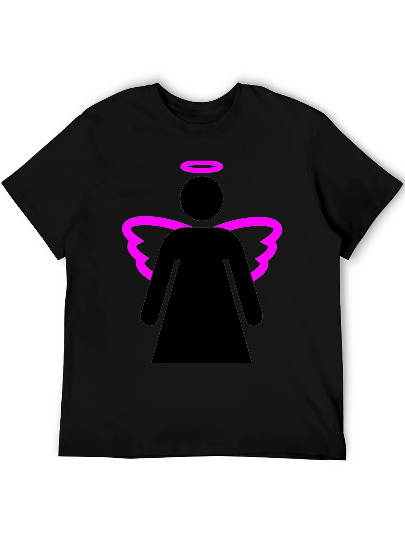Angel Graphic Tee - Black T-Shirt with Pink Wings