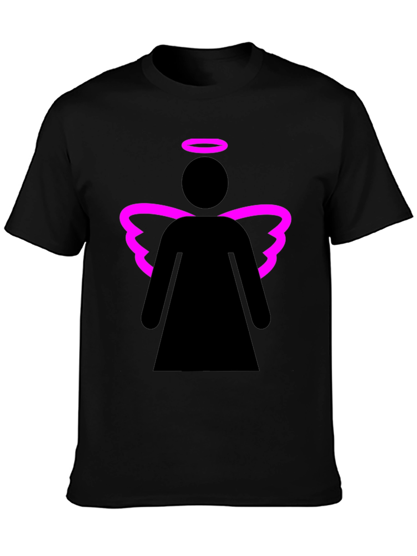 Angel Graphic Tee - Black T-Shirt with Pink Wings