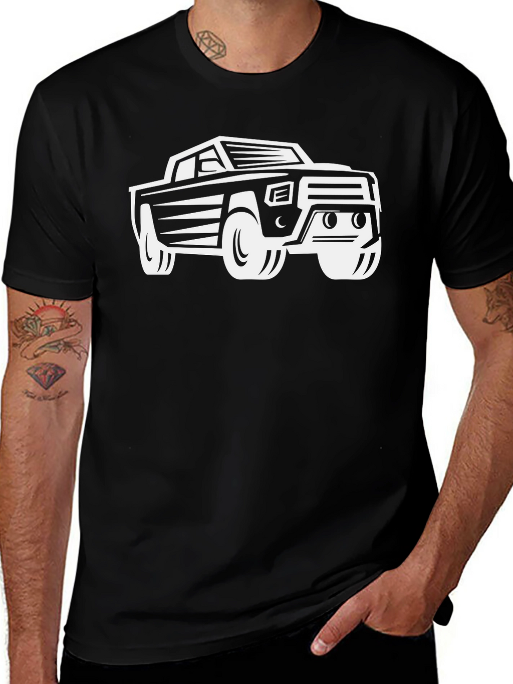 Truck Graphic T-Shirt - Black Cotton Blend
