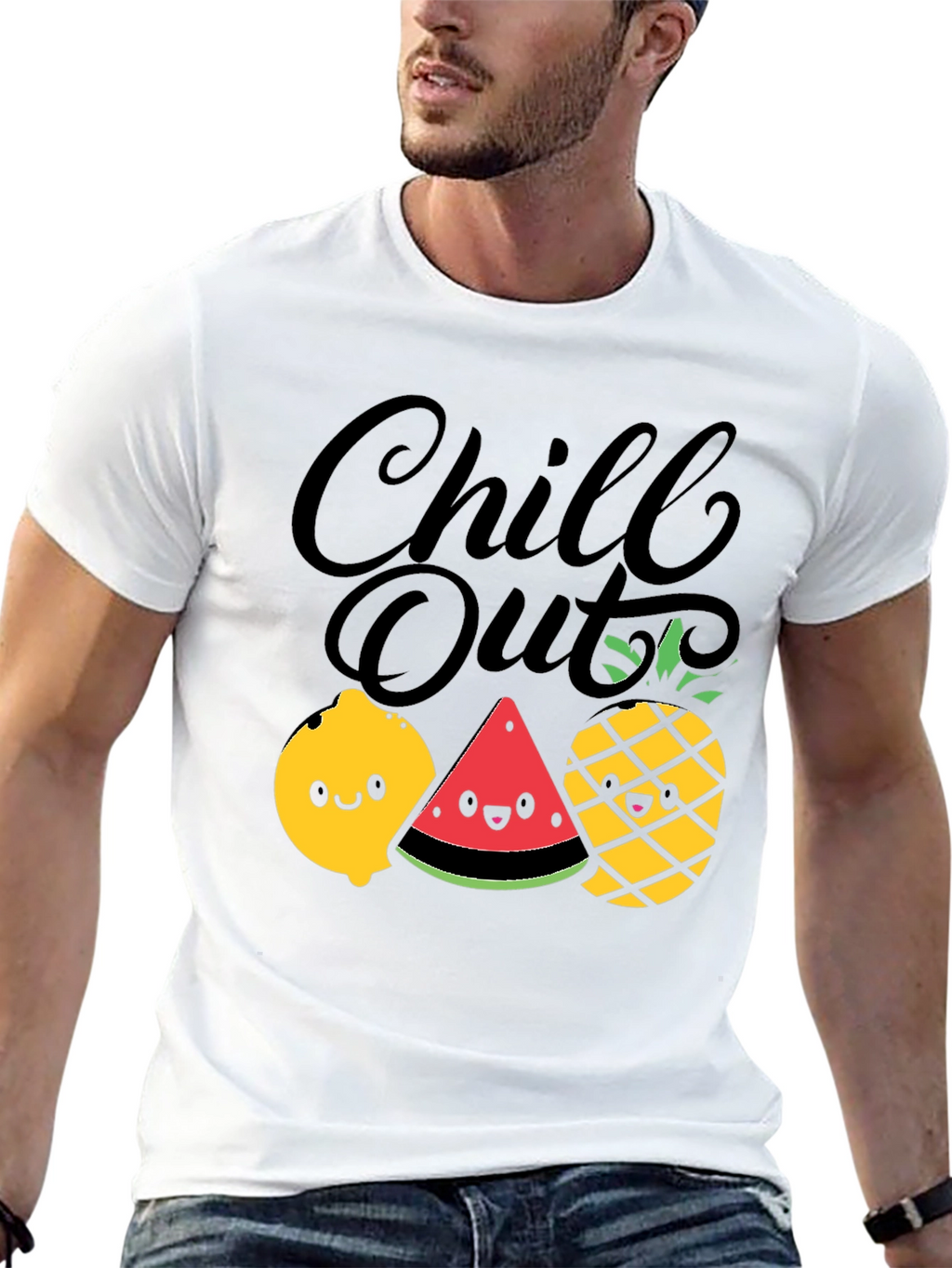 Chill Out Fruit Graphic Tee - Summer Relaxed Fit