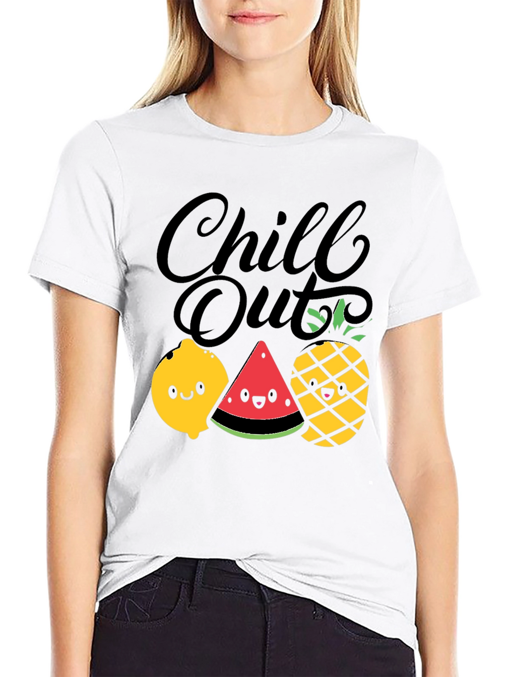 Chill Out Fruit Graphic Tee - Summer Relaxed Fit