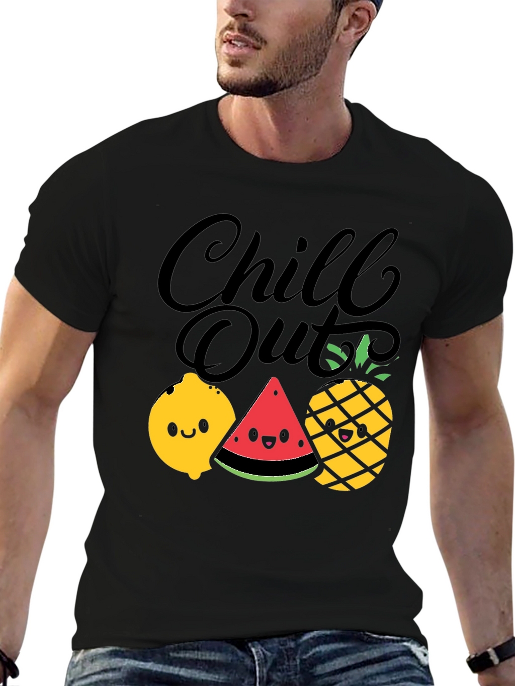 Chill Out Fruit Graphic Tee - Summer Relaxed Fit