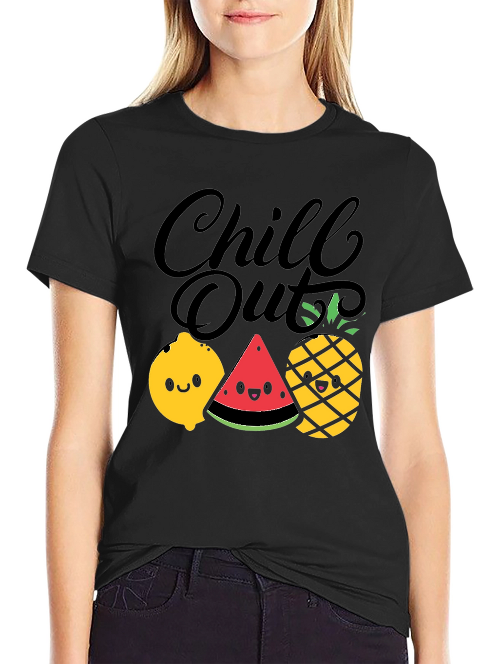 Chill Out Fruit Graphic Tee - Summer Relaxed Fit