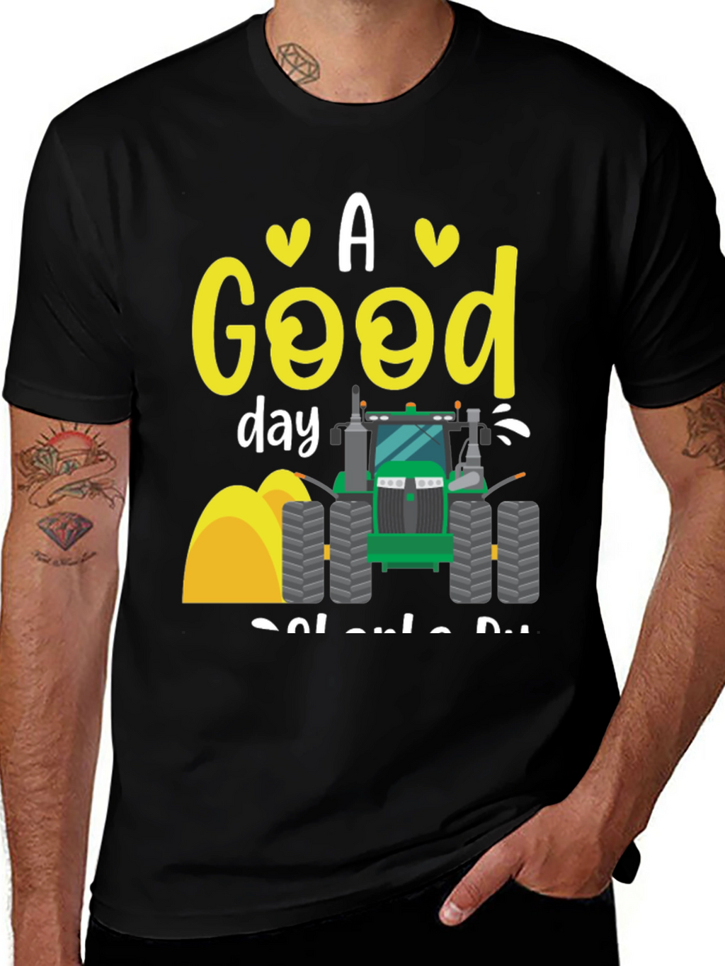 A Good Day to Drive Tractor Black T-Shirt