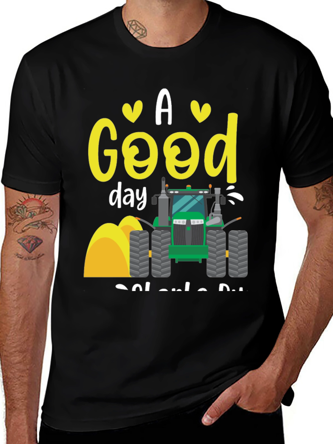 A Good Day to Drive Tractor Black T-Shirt