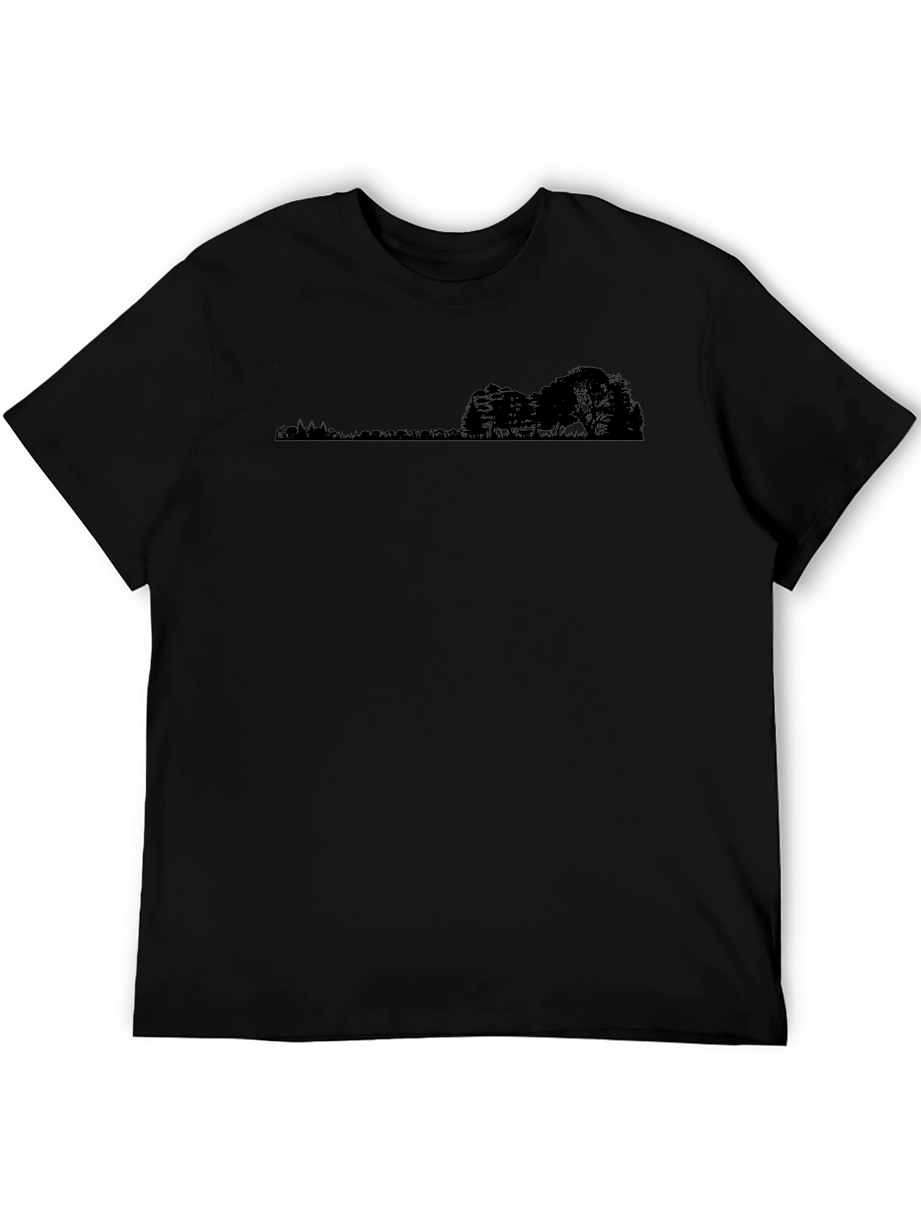 Black Tee with Landscape Silhouette Design