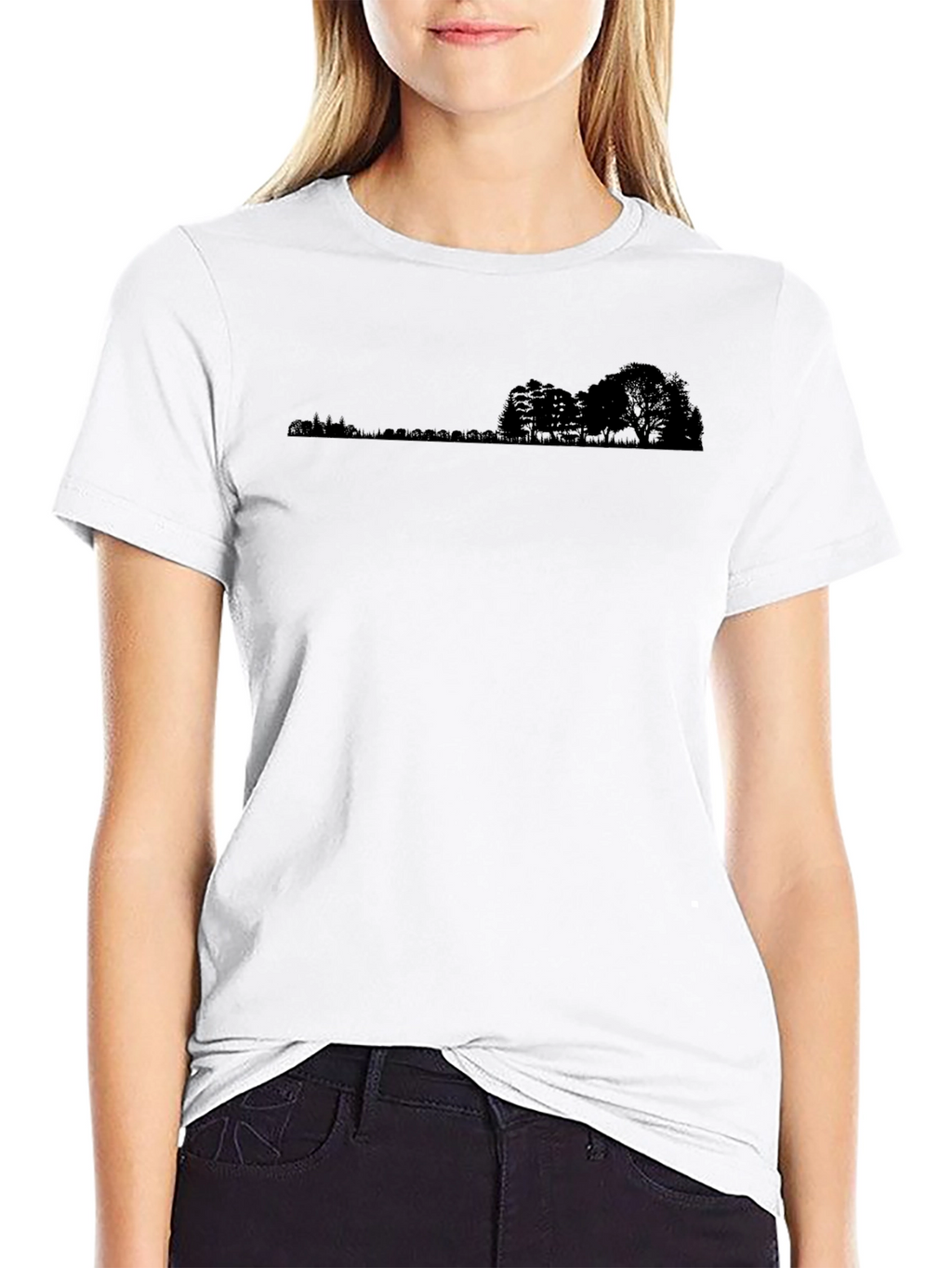 Black Tee with Landscape Silhouette Design