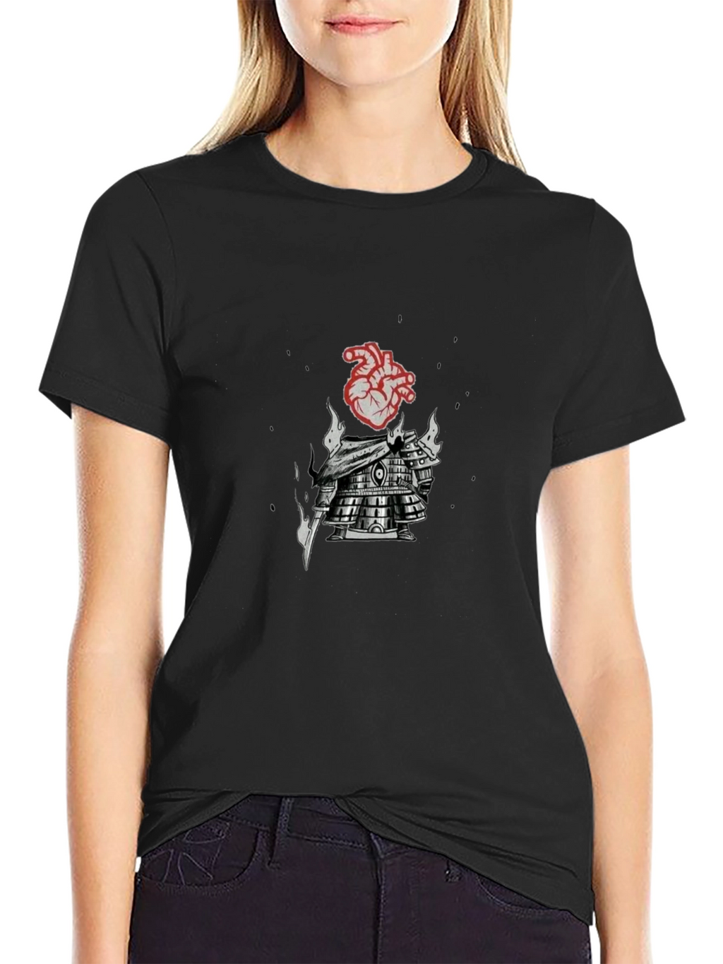 Heart Armor Graphic Tee - Black Cotton Blend