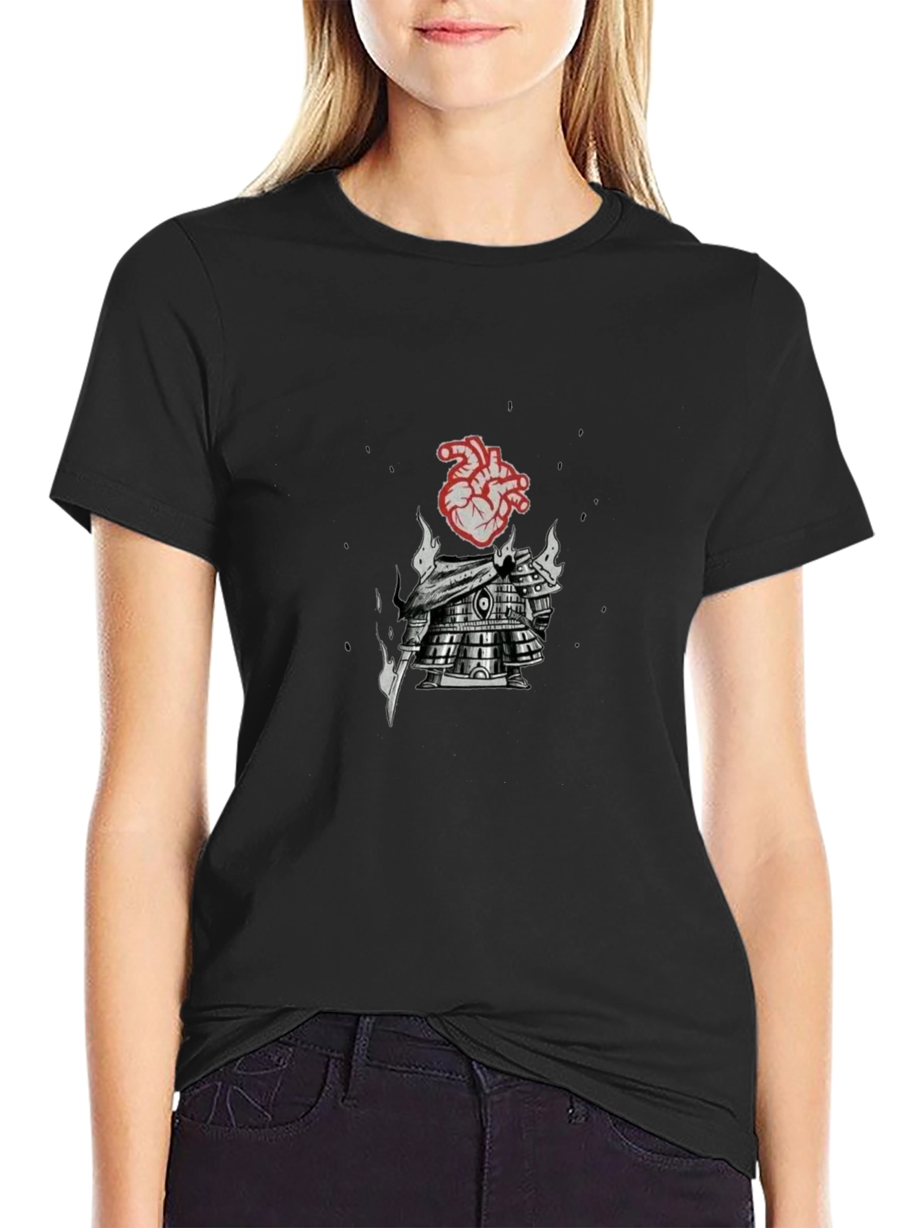 Heart Armor Graphic Tee - Black Cotton Blend
