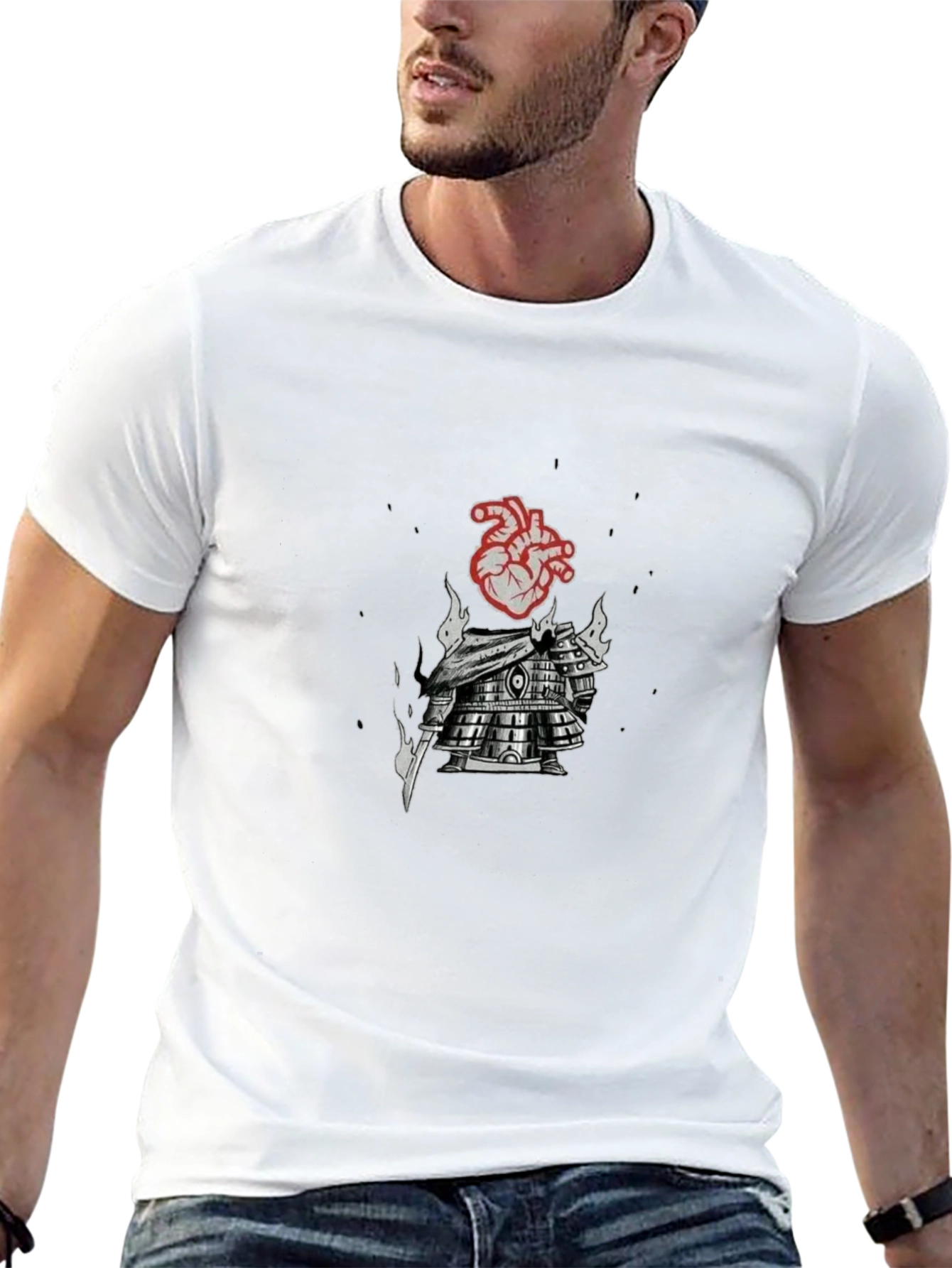 Heart Armor Graphic Tee - Black Cotton Blend