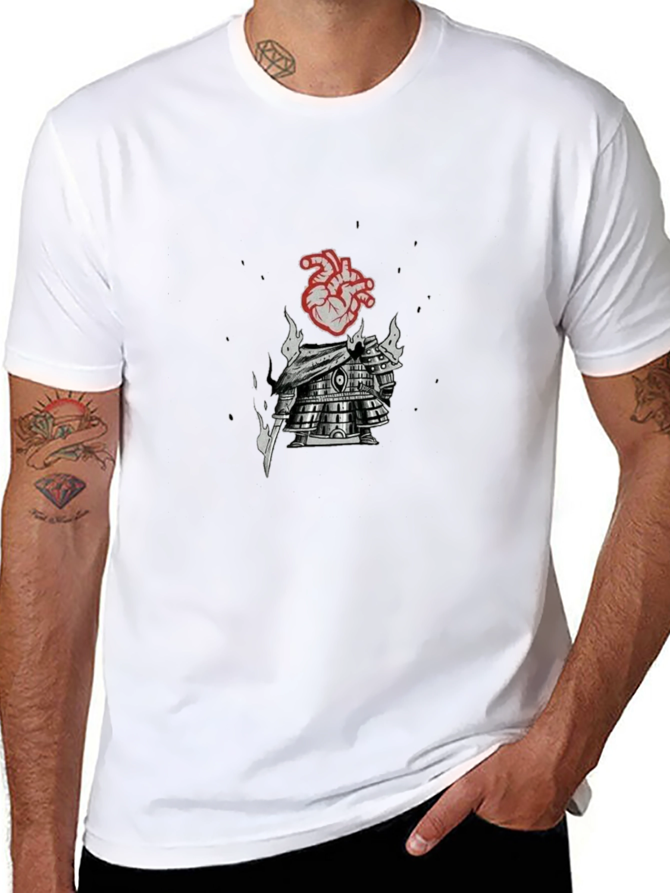 Heart Armor Graphic Tee - Black Cotton Blend