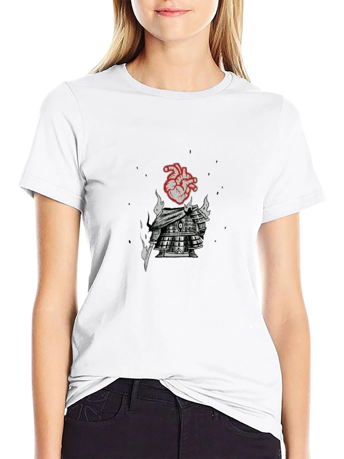 Heart Armor Graphic Tee - Black Cotton Blend
